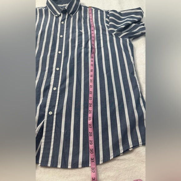 Chaps White and Gray Casual Button Down Shirt Relaxed Fit - Picture 8 of 10